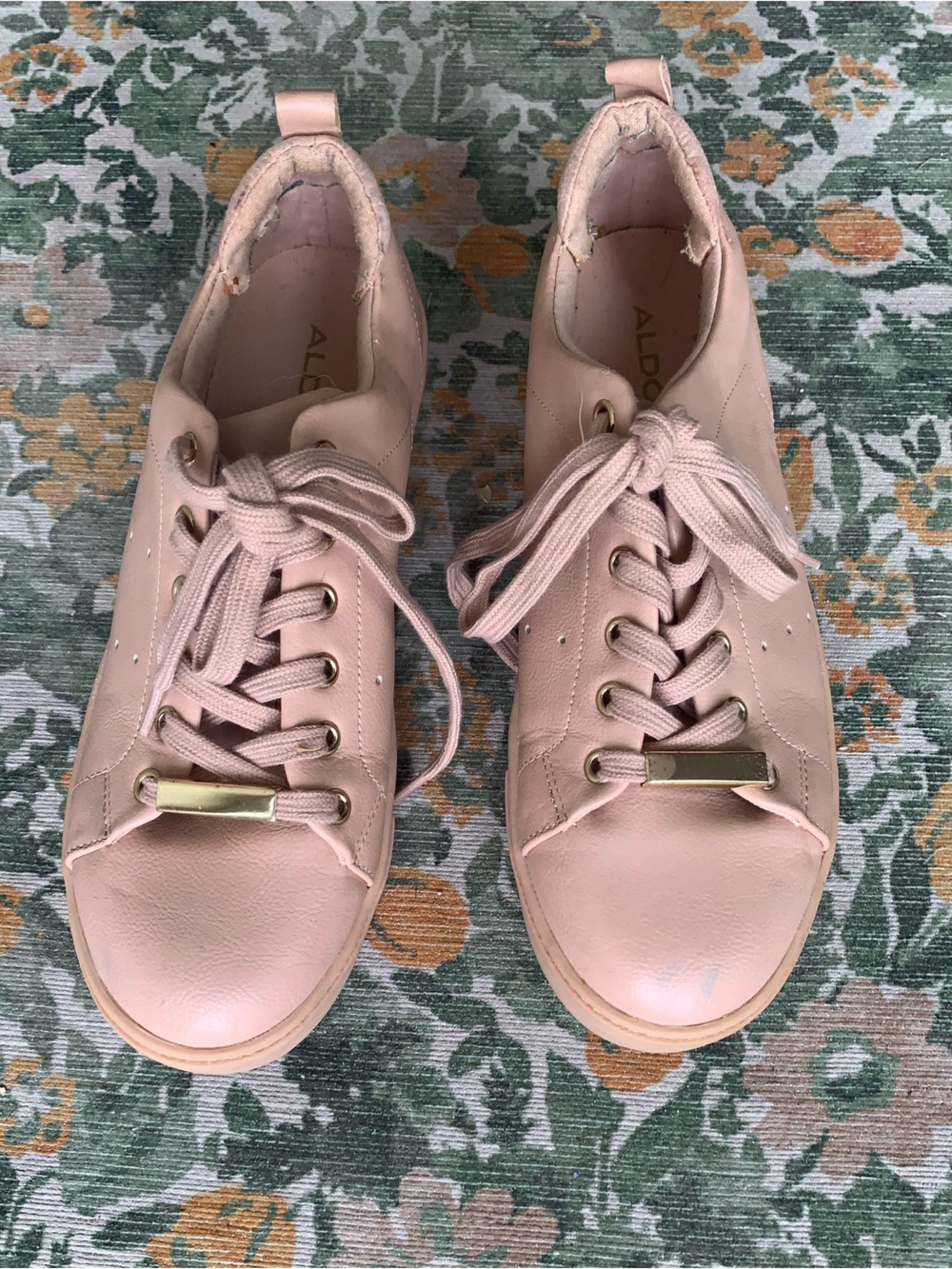 ALDO Blush Pink Lace-Up Women's Leather Sneakers